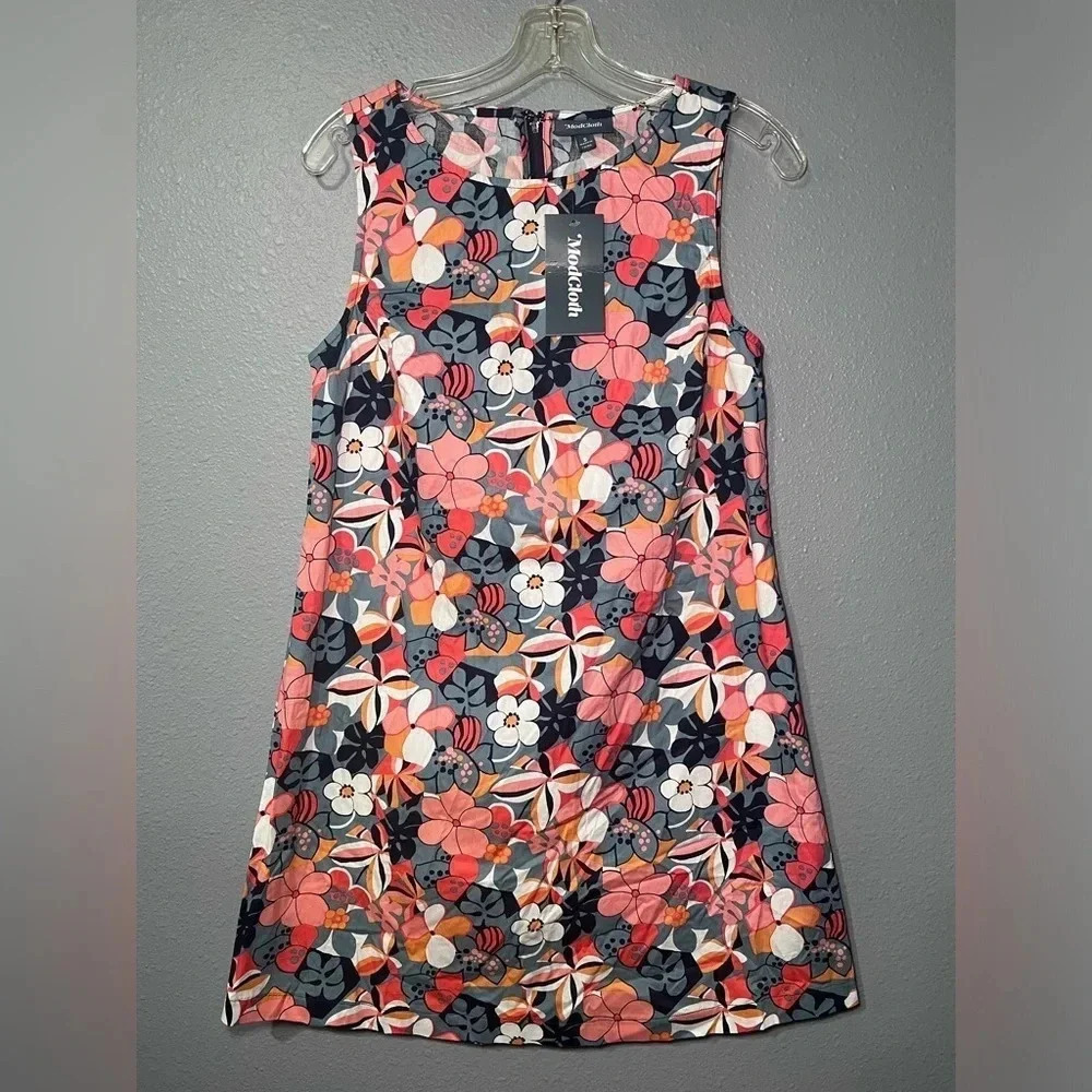 NWT ModCloth Vintage Summer Retro Floral Shift Dress Sz SM Mini 100% Cotton TWE